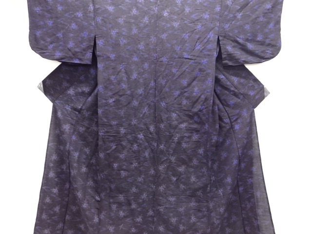 アンティーク　縮緬霞に花模様単衣着物